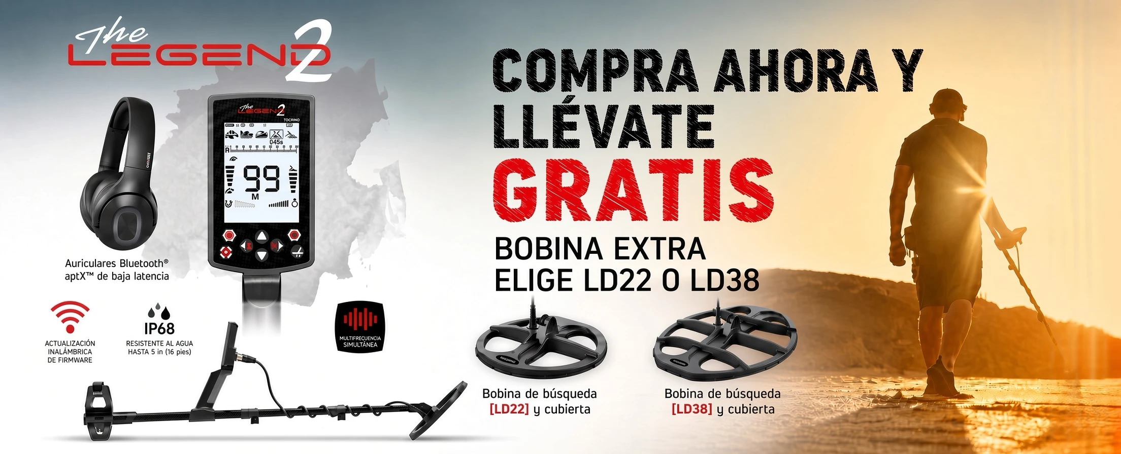 THE LEGEND 2. Auriculares Bluetooth aptX de baja latencia, actualizaci&oacute;n inal&aacute;mbrica de firmware, IP68 resistente al agua hasta 5m (16 pies), multifrecuencia simult&aacute;nea. Compra ahora y llevate gratis una bobina extra: eleg&iacute; LD22 o LD38.